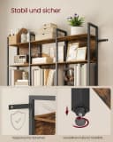 VASAGLE Bücherregal mit Stahlgestell, 5 Ebenen, Industrie-Design Braun-Schwarz Bild 4