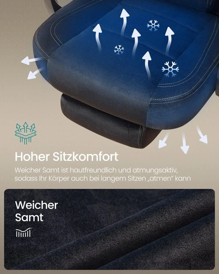 SONGMICS Gaming-Stuhl Schwarz Ergonomisches Design mit Fußstütze - Bild 4