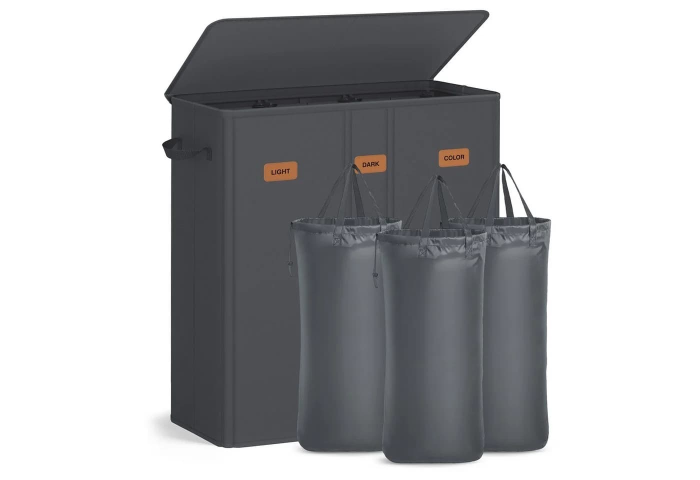 SONGMICS Wäschekorb 3 Fächer 160 L Grau - Bild 2