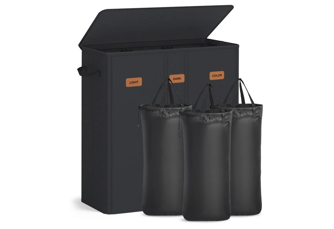 SONGMICS Wäschekorb 3 Fächer 160 L Schwarz - Bild 2