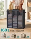 SONGMICS Wäschekorb 3 Fächer 160 L Schwarz Bild 3
