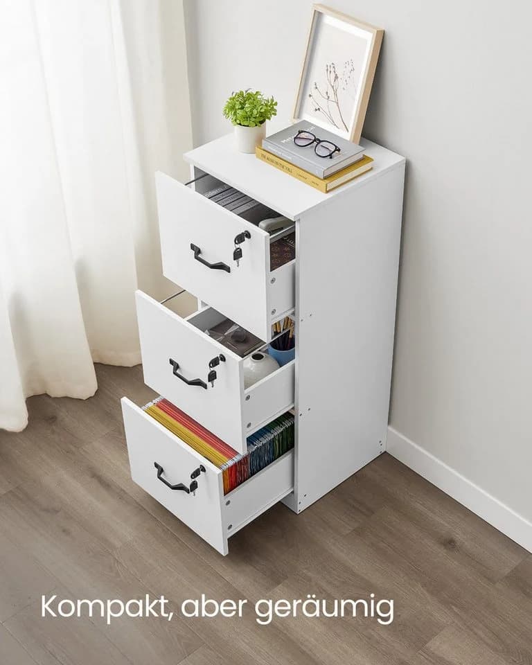 VASAGLE Aktenschrank Büroschrank Druckerständer 3 Schlösser verstellbare Hängestange - Bild 3