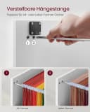 VASAGLE Aktenschrank Büroschrank Druckerständer 3 Schlösser verstellbare Hängestange Bild 4