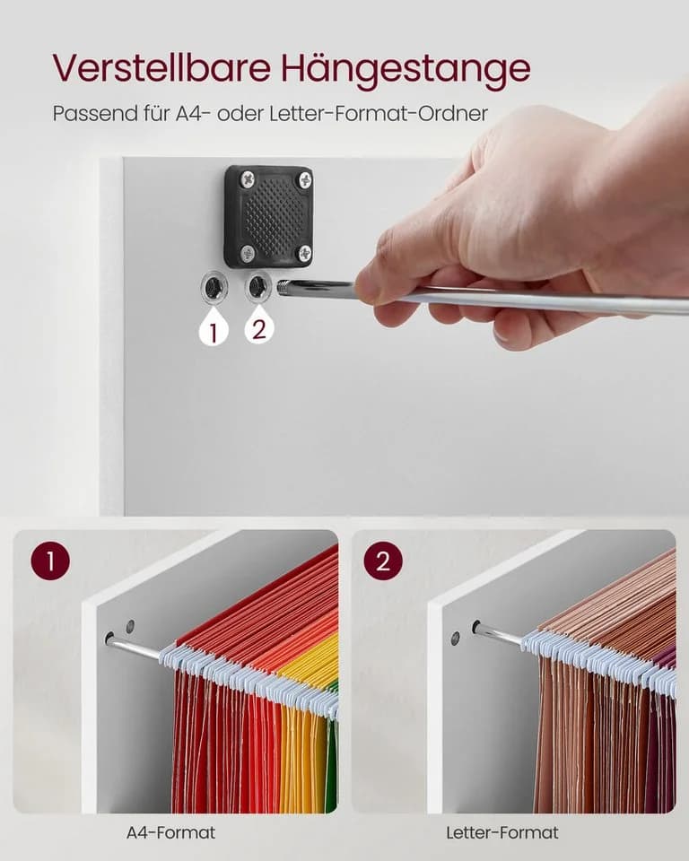 VASAGLE Aktenschrank Büroschrank Druckerständer 3 Schlösser verstellbare Hängestange - Bild 4