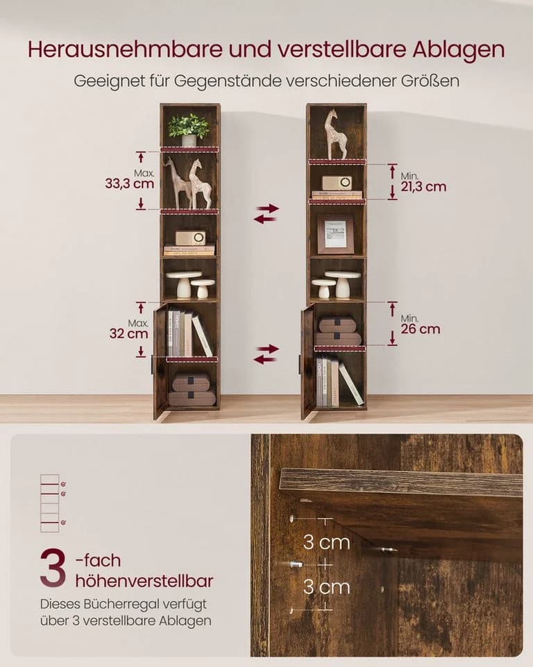 VASAGLE Bücherregal 6-stöckig Braun - Bild 4