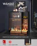 VASAGLE Sideboard Weinschrank mit LED-Beleuchtung Ebenholzschwarz Bild 1
