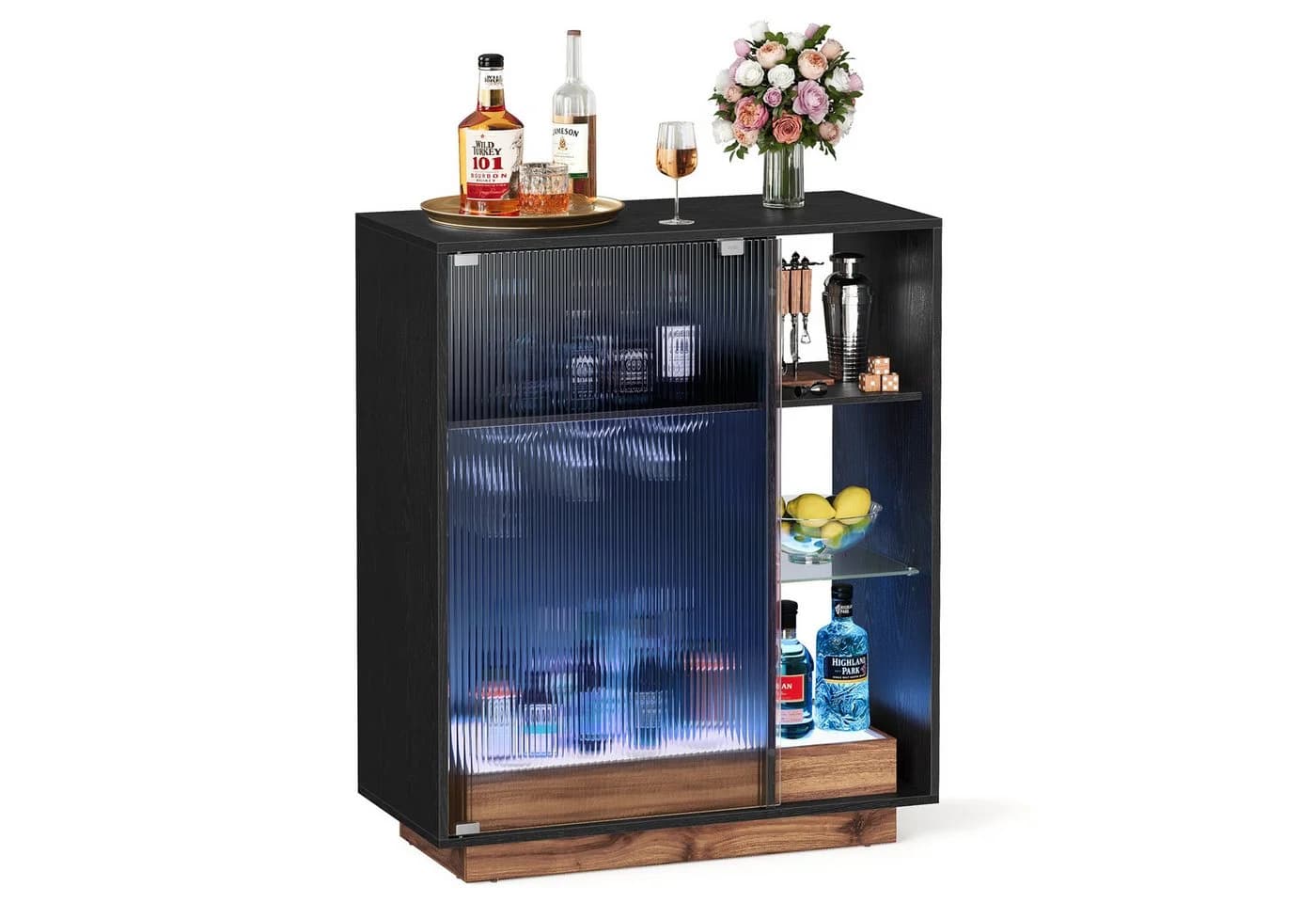 VASAGLE Sideboard Weinschrank mit LED-Beleuchtung Ebenholzschwarz - Bild 2