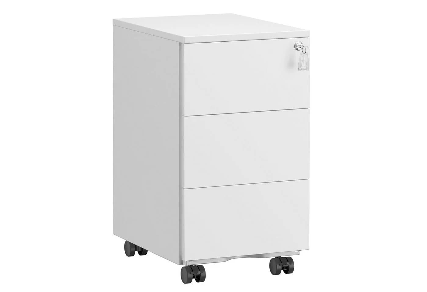 SONGMICS Rollcontainer Schubladenschrank Mattweiß/Mattschwarz mit Rollen - Bild 2