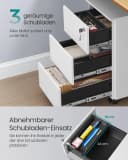 SONGMICS Rollcontainer Schubladenschrank Mattweiß/Mattschwarz mit Rollen Bild 3