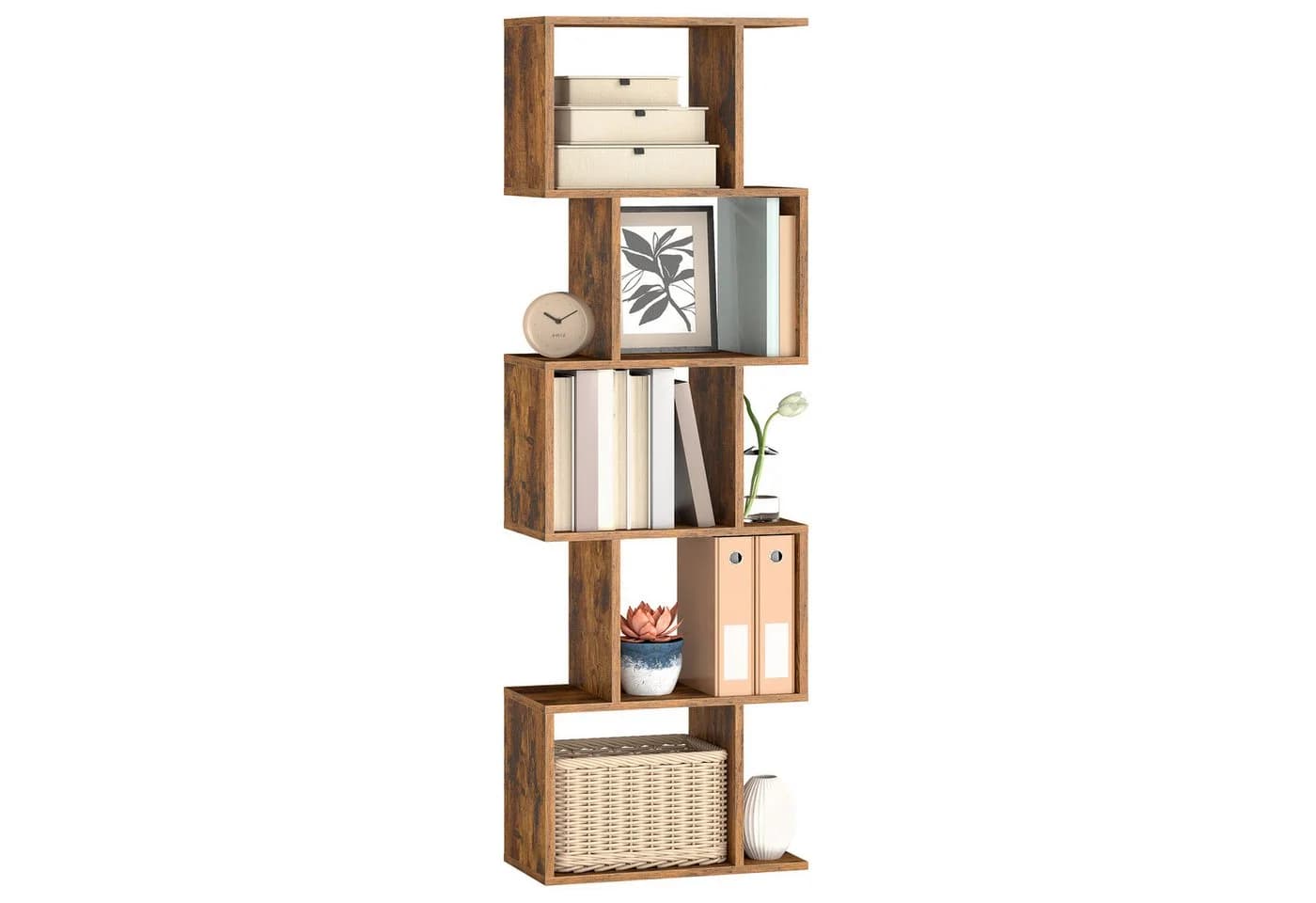 VASAGLE Bücherregal 6-stöckig Braun 24 x 40 x 191 cm Standregal Büror - Bild 2