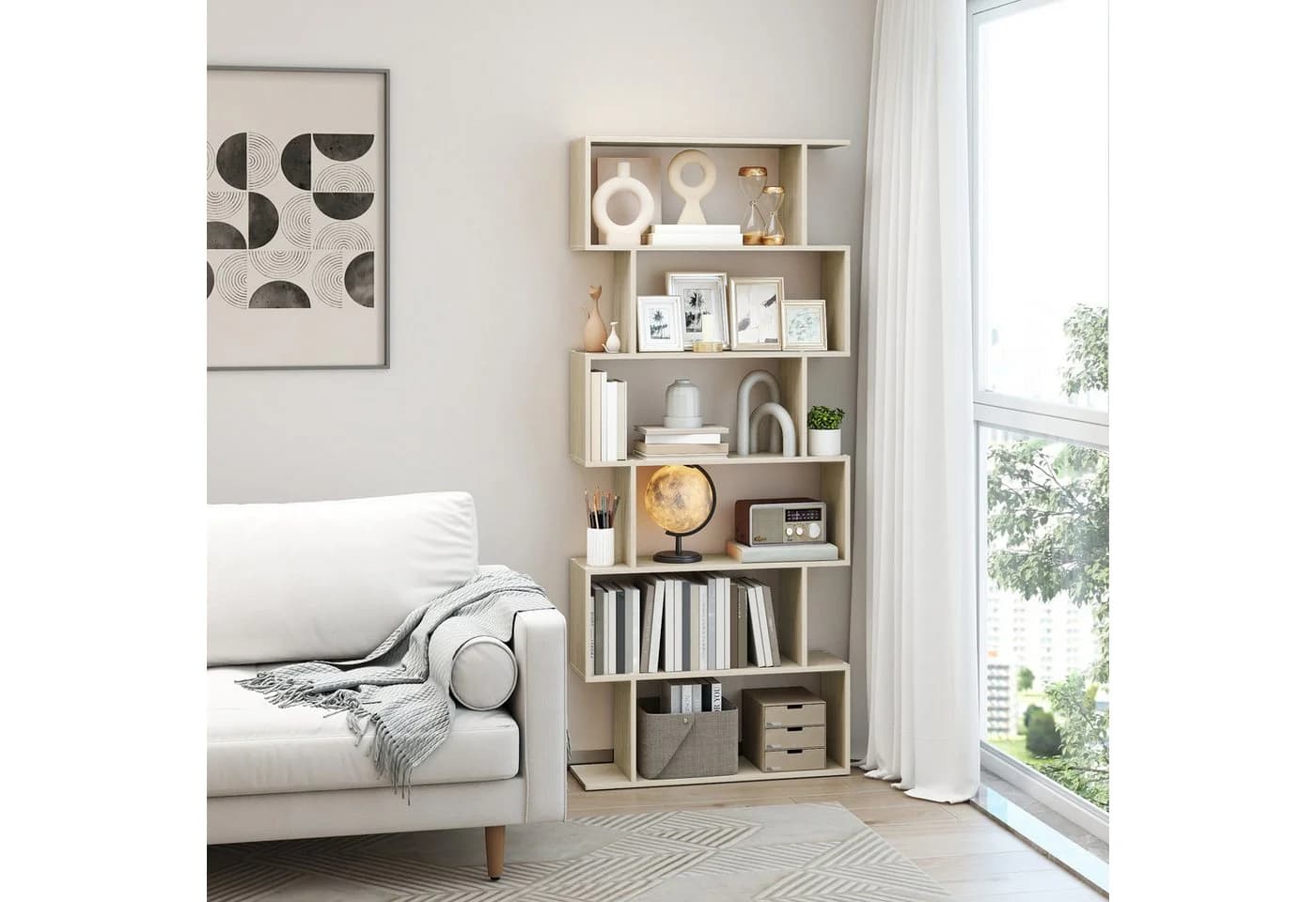 VASAGLE Bücherregal 6 Fächer Beige Holzwerkstoff 70x191x24cm - Bild 3