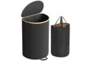 SONGMICS Wäschekorb 90 Liter Schwarz-Beige Bild 2