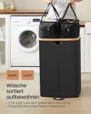 SONGMICS Wäschekorb 150 Liter 2 Fächer Deckel Schwarz-Beige Bild 4