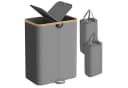 SONGMICS Wäschekorb 150 Liter 2 Fächer Grau-Beige Bild 2
