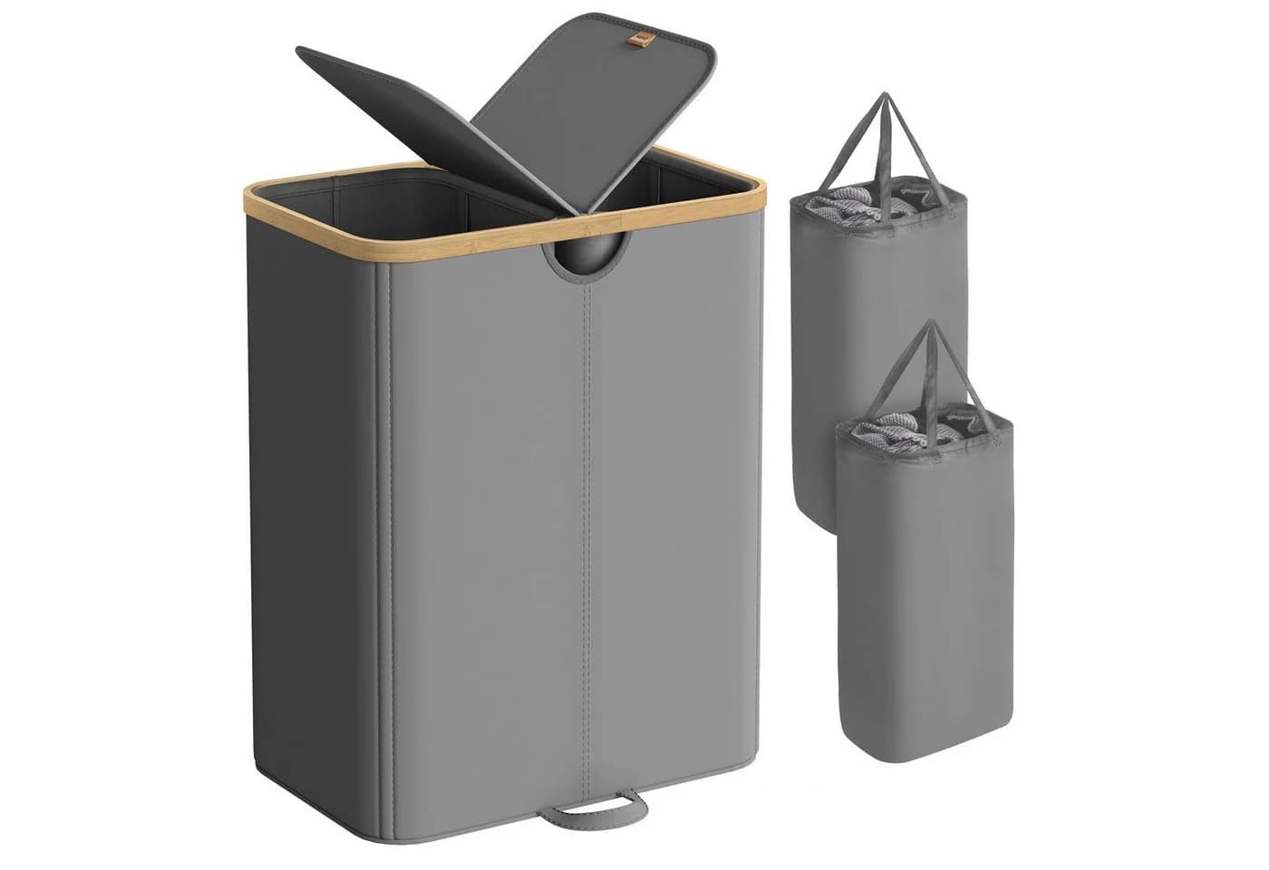 SONGMICS Wäschekorb 150 Liter 2 Fächer Grau-Beige - Bild 2