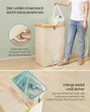 SONGMICS Wäschekorb 2 Fächer 150 Liter Weiß-Beige Bild 5