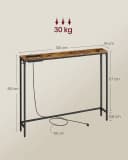 VASAGLE Konsolentisch 15 x 100 x 80 cm Braun-Schwarz mit Ladestation Bild 5