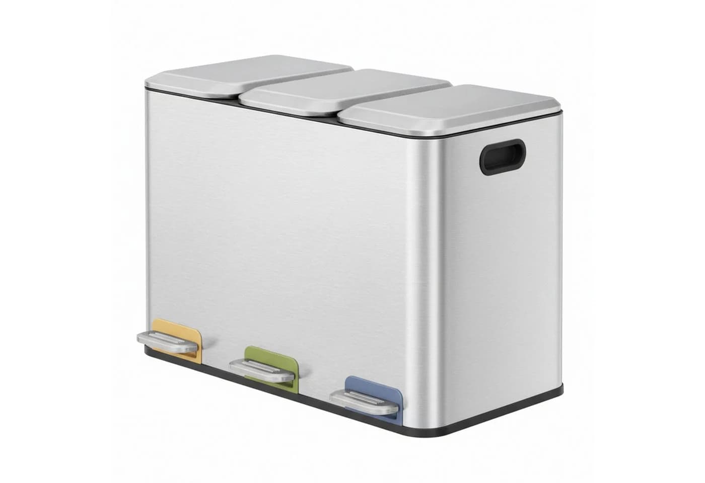 SONGMICS Mülltrennsystem Mülleimer Küche 3x15L Stahl Silber - Bild 2