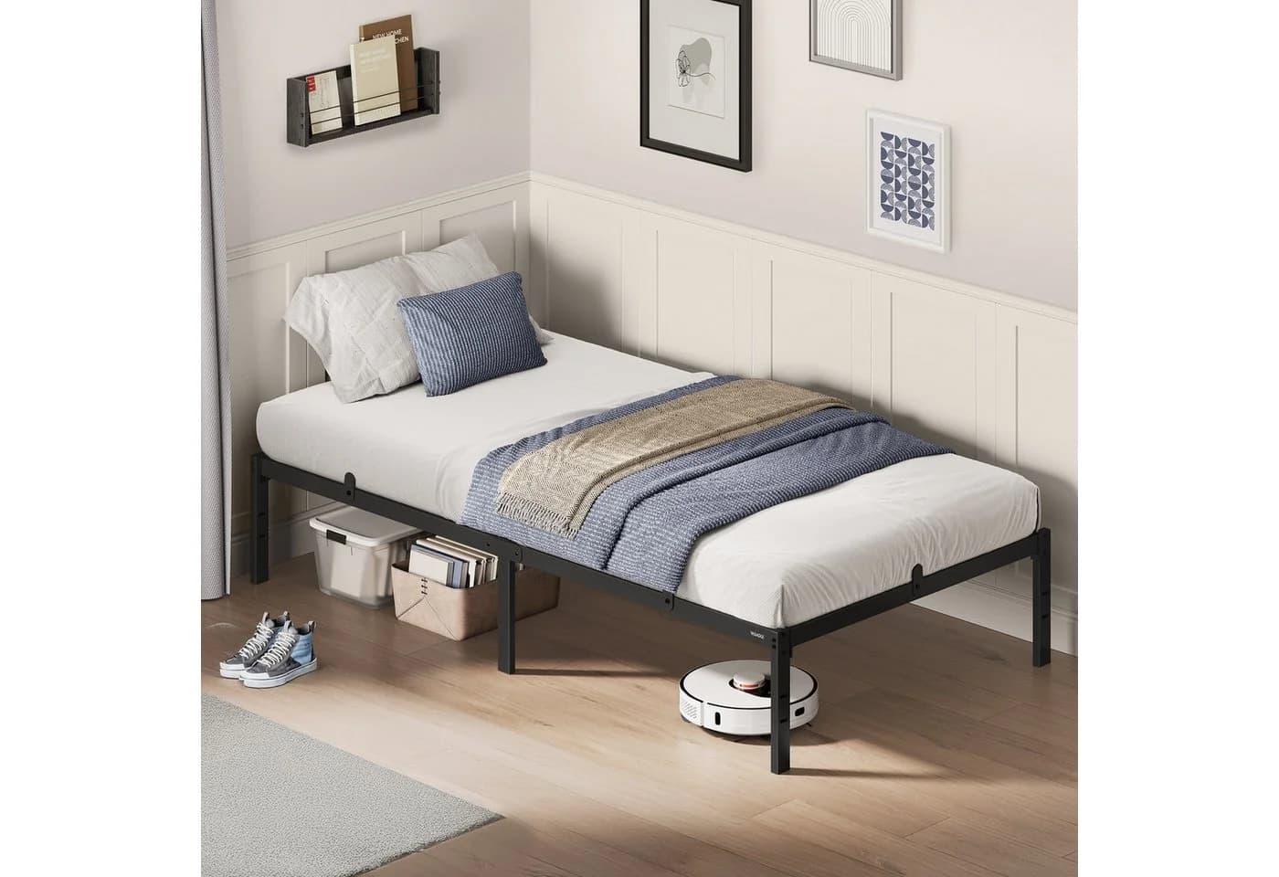 VASAGLE Bettgestell 90 x 200 cm Metallbett Tintenschwarz - Bild 2