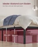 VASAGLE Bettgestell 90 x 200 cm Metallbett Tintenschwarz Bild 5