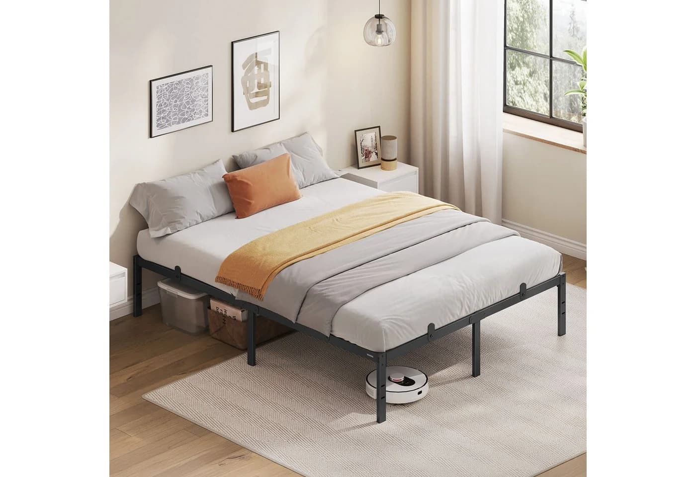 VASAGLE Bettgestell 140 x 200 cm Metallbett Tintenschwarz - Bild 2