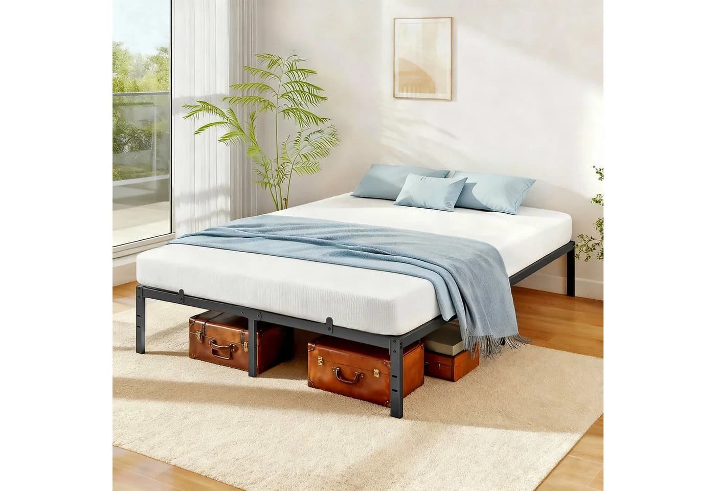 VASAGLE Bettgestell 160 x 200 cm Metallbett Tintenschwarz - Bild 2