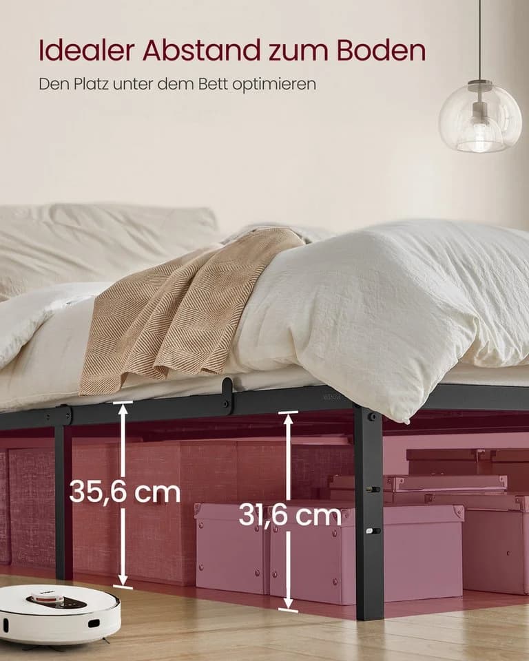 VASAGLE Bettgestell 160 x 200 cm Metallbett Tintenschwarz - Bild 5
