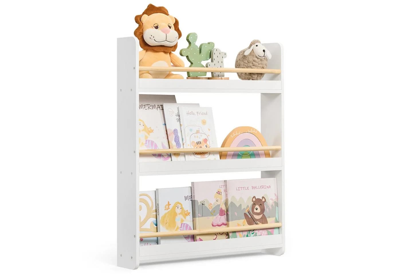 SONGMICS Spielzeugtruhe Bücherregal Kinder 3 Ebenen Wandregal - Bild 2