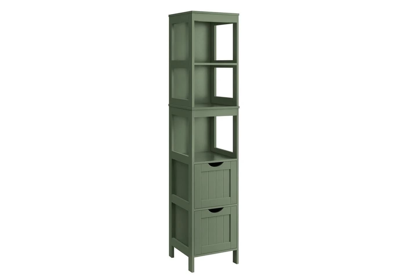 VASAGLE Badezimmerschrank Hochschrank Waldgrün 2 Schubladen 3 Fächer - Bild 2