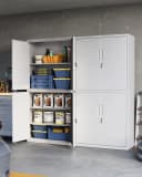 SONGMICS Aktenschrank Mehrzweckschrank Stahl-Aufbewahrungsschrank 5 Ebenen 4 Türen 40 x 60/80 x 180 cm 2 Schlösser verstellbare Ablagen Bild 1