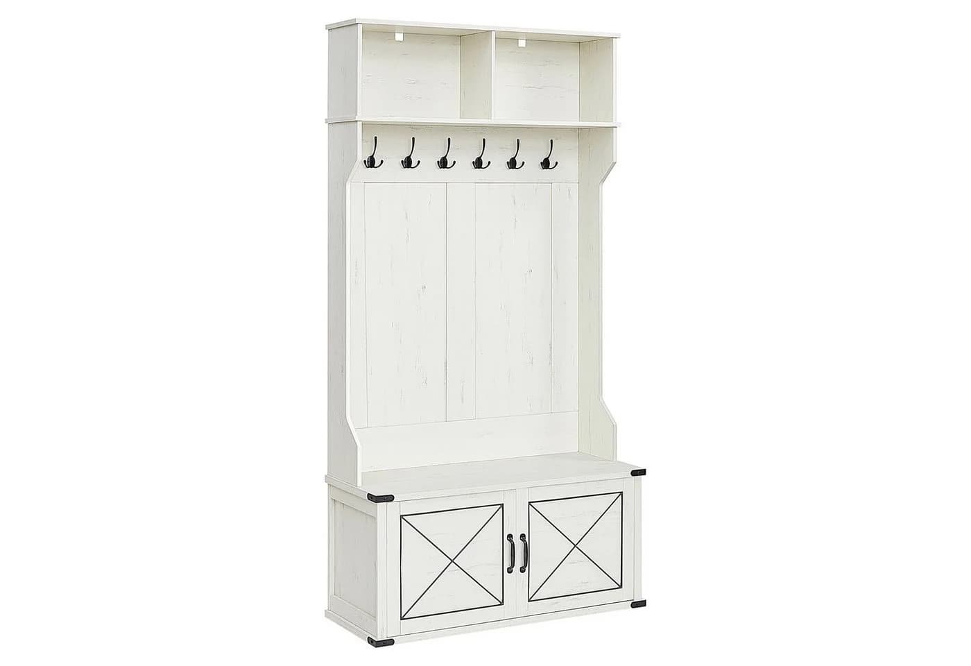 VASAGLE Garderobenständer mit Schuhbank und Schuhschrank, 6 Dreifach-Haken - Bild 3