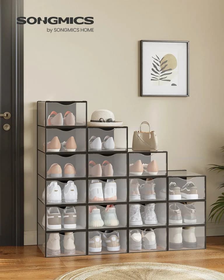 SONGMICS Schuhboxen 12/18er Set Transparent 33,2 x 23 x 14,5 cm - Bild 3
