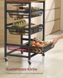VASAGLE Beistellwagen Servierwagen 4/5 Ebenen Rollwagen 31,7 x 40 x 76/95 cm Bild 1