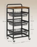VASAGLE Beistellwagen Servierwagen 4/5 Ebenen Rollwagen 31,7 x 40 x 76/95 cm Bild 5