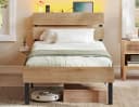 VASAGLE Bettgestell 90 x 200 cm Metallrahmen LED-Beleuchtung Braun Bild 2