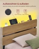VASAGLE Bettgestell 90 x 200 cm Metallrahmen LED-Beleuchtung Braun Bild 3
