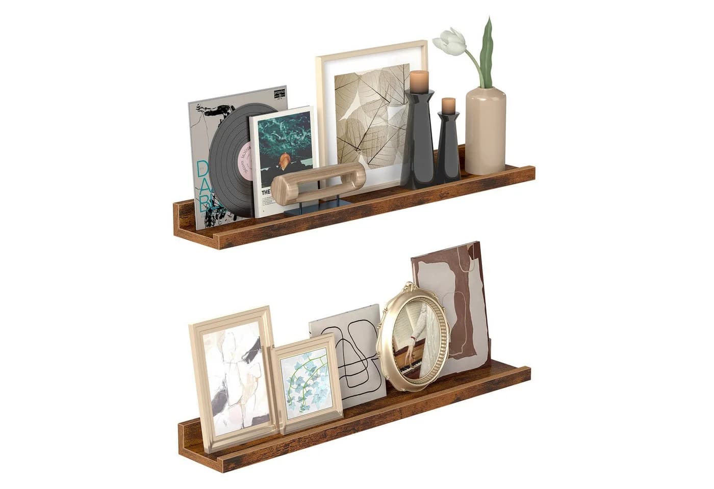 VASAGLE Wandregal Schweberegale 60/80 cm 2er Set für Küche Wohnzimmer - Bild 2