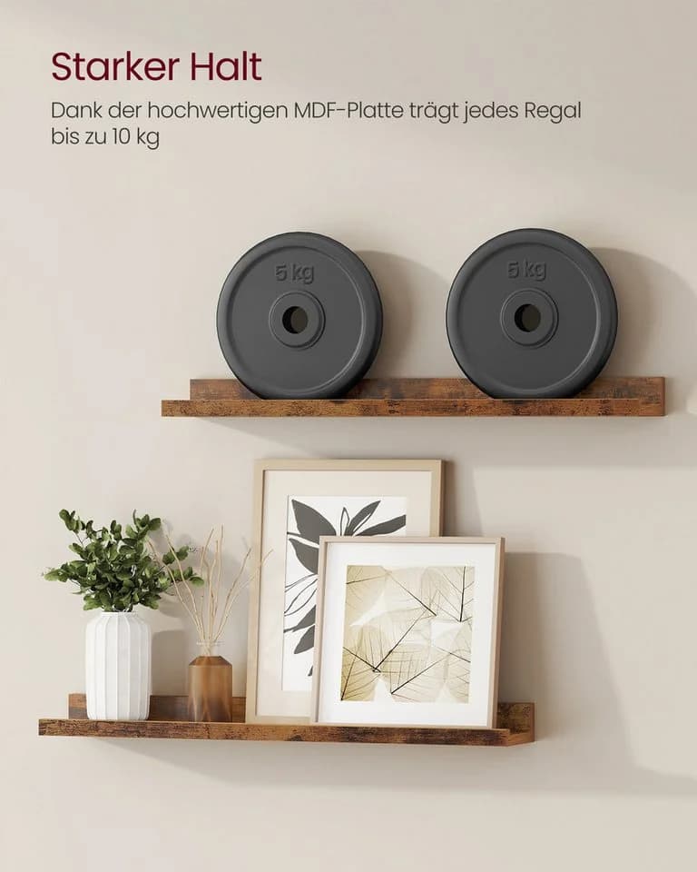 VASAGLE Wandregal Schweberegale 60/80 cm 2er Set für Küche Wohnzimmer - Bild 3