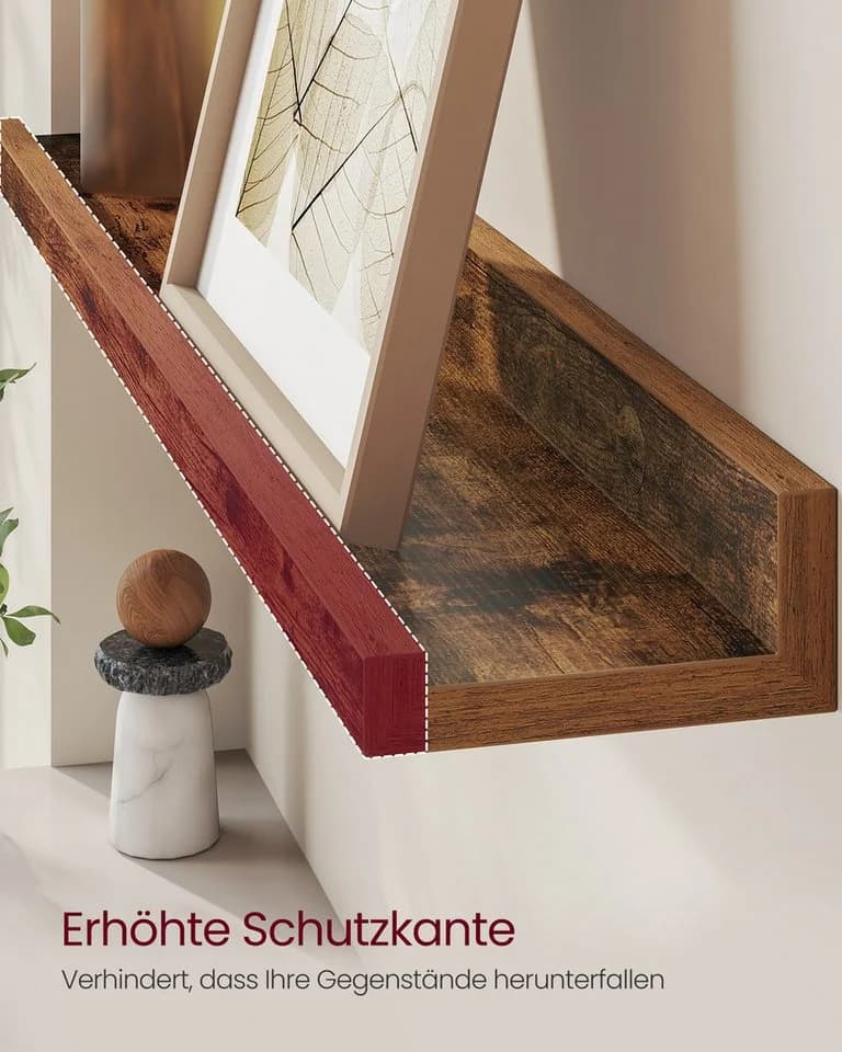 VASAGLE Wandregal Schweberegale 60/80 cm 2er Set für Küche Wohnzimmer - Bild 5