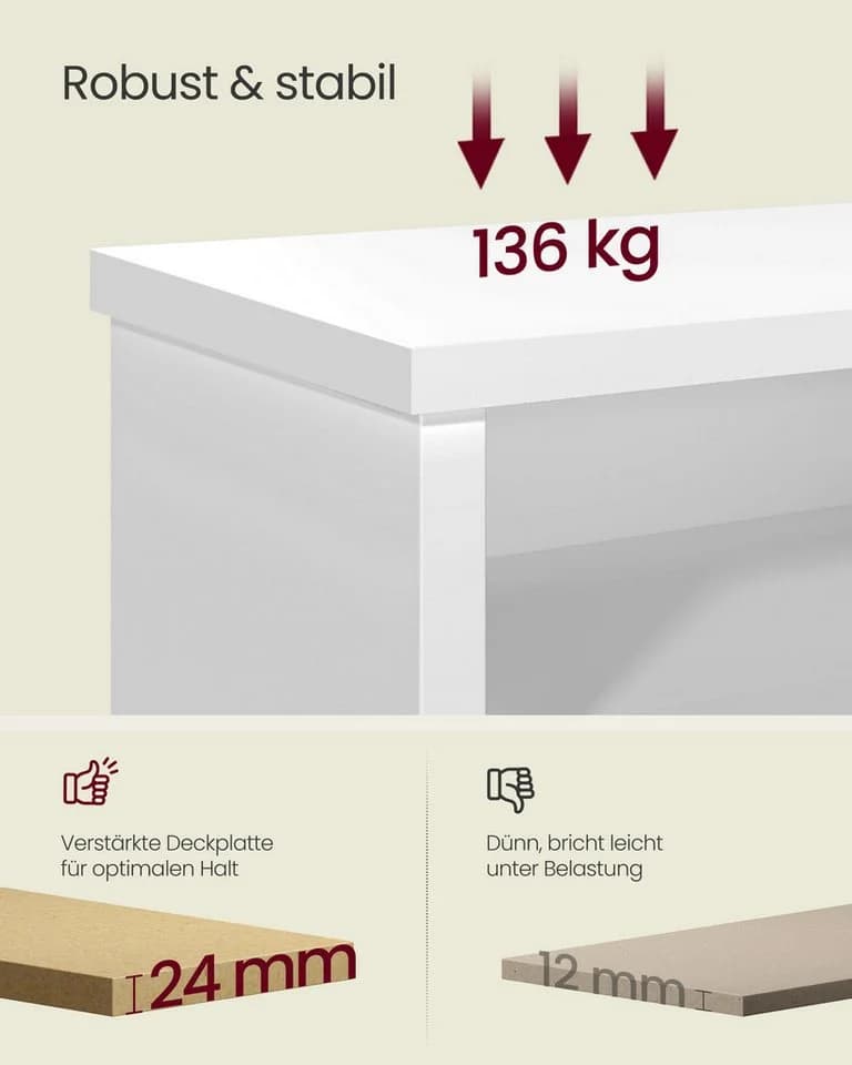 VASAGLE Schuhbank Sitzbank mit Stauraum 6 Fächer Weiß - Bild 4