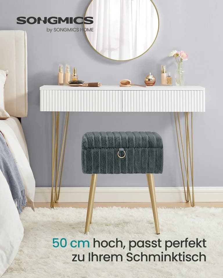 SONGMICS Sitzhocker mit Stauraum Grau