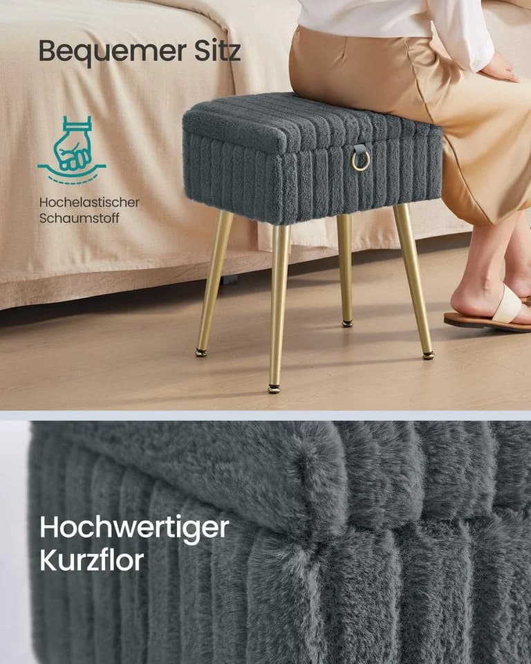 SONGMICS Sitzhocker mit Stauraum Grau - Bild 3