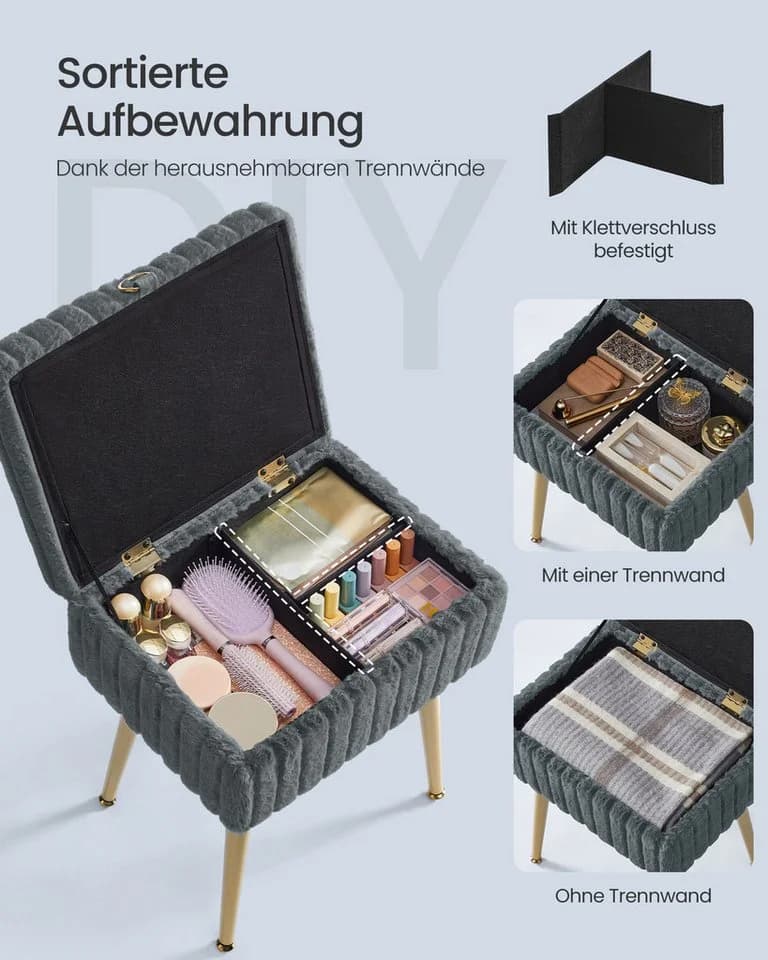 SONGMICS Sitzhocker mit Stauraum Grau - Bild 4