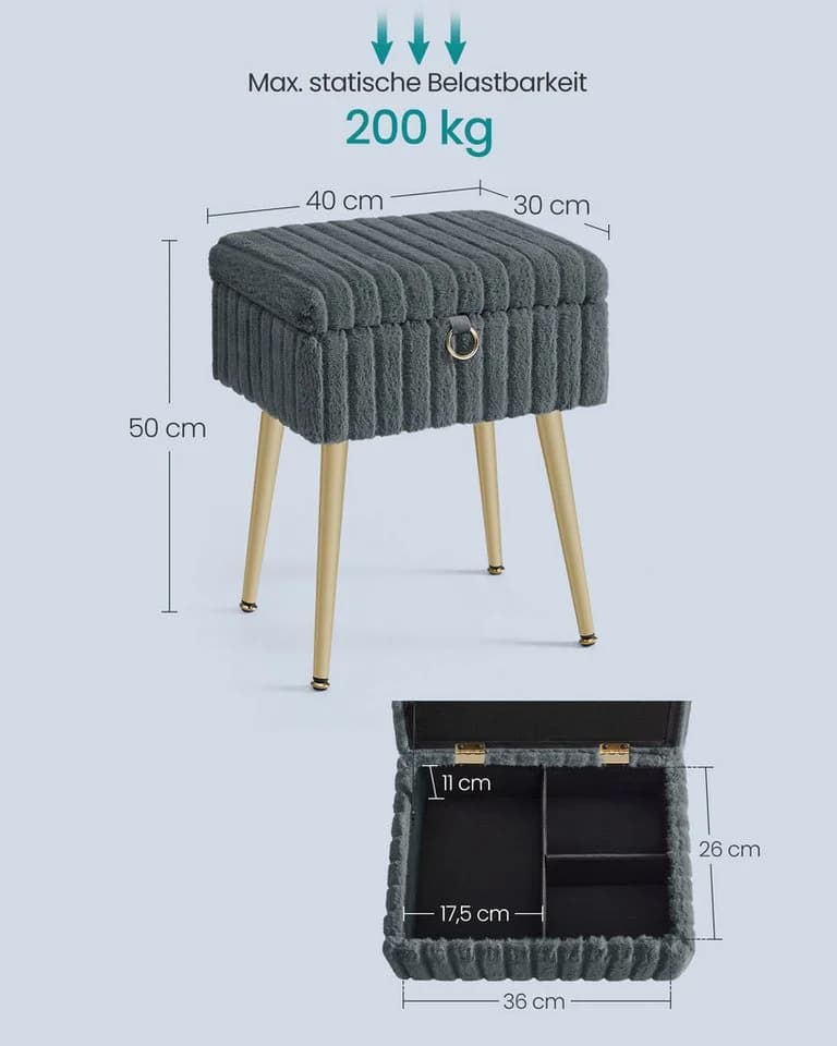SONGMICS Sitzhocker mit Stauraum Grau - Bild 5