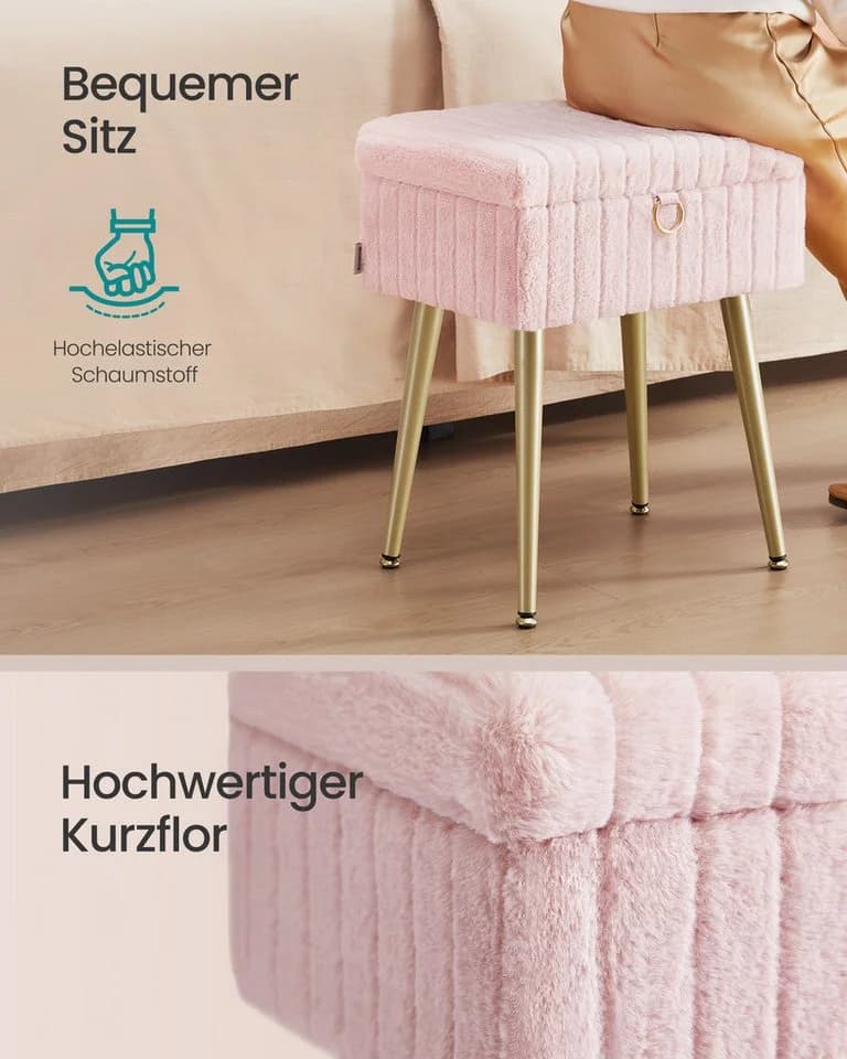 SONGMICS Sitzhocker Rosa Hocker mit Stauraum - Bild 3