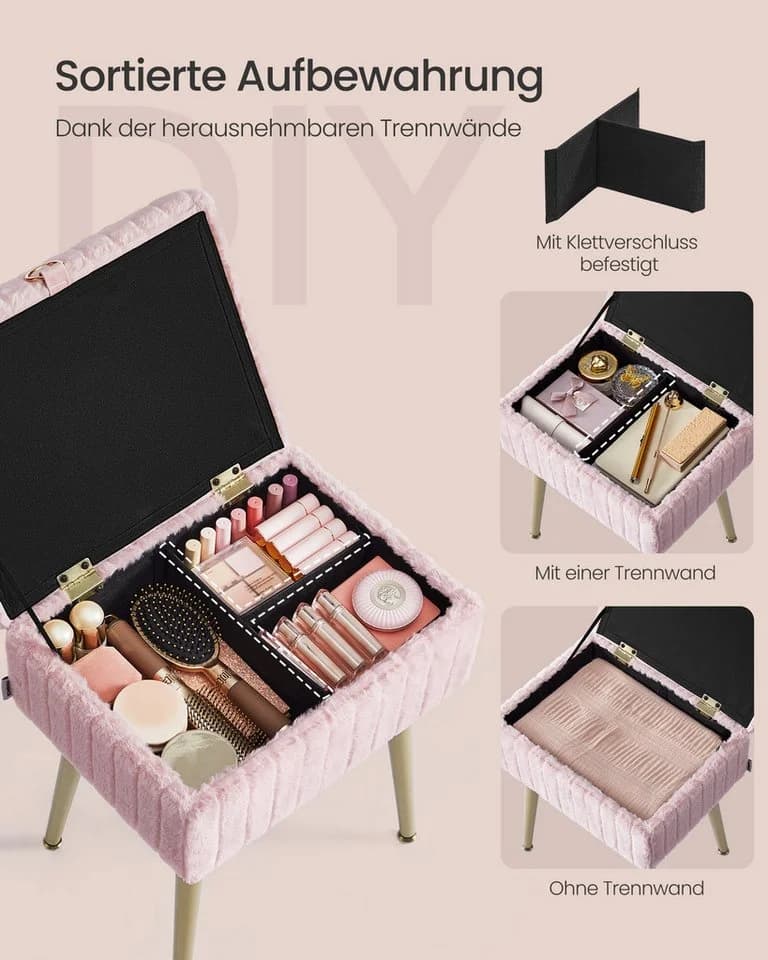 SONGMICS Sitzhocker Rosa Hocker mit Stauraum - Bild 4