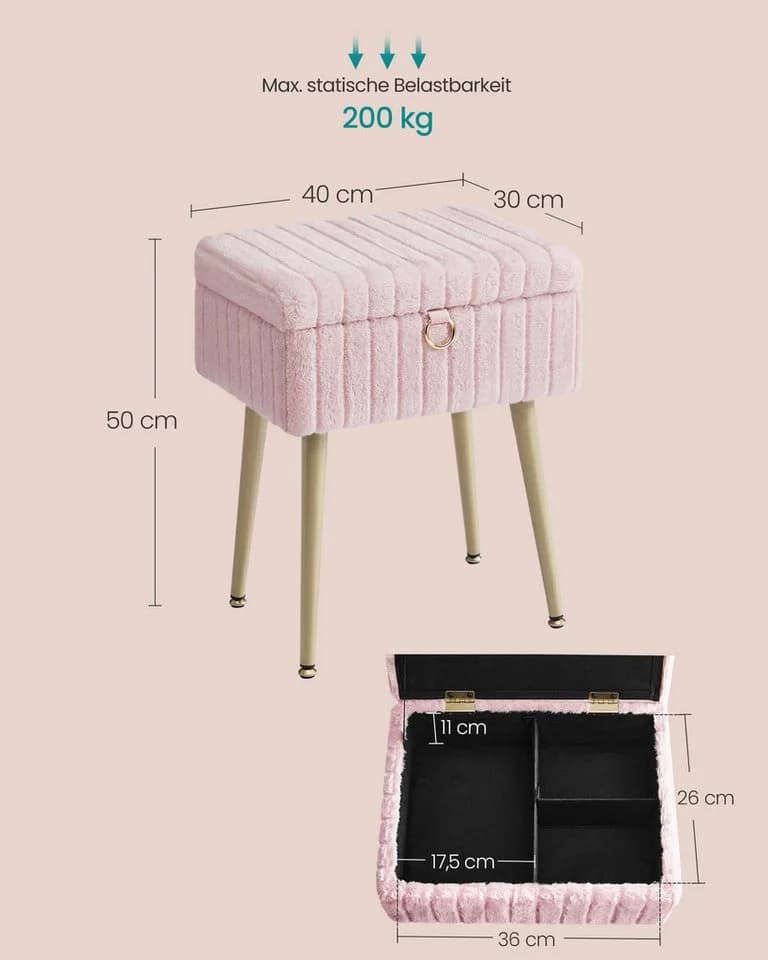 SONGMICS Sitzhocker Rosa Hocker mit Stauraum - Bild 5