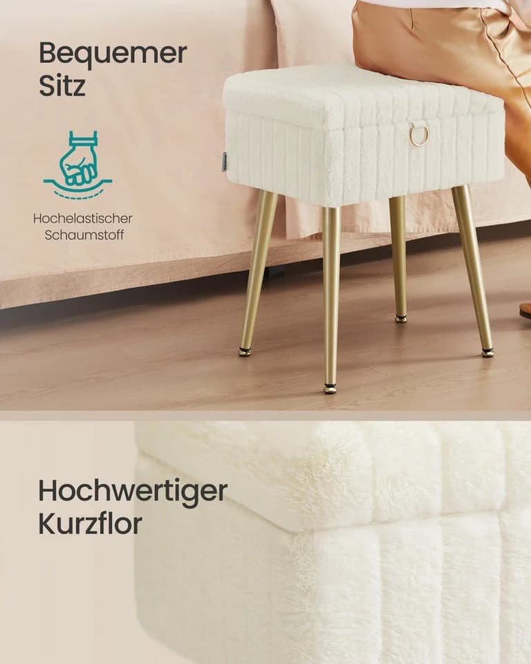 SONGMICS Sitzhocker mit Stauraum Grau, Rosa oder Weiß - Bild 3