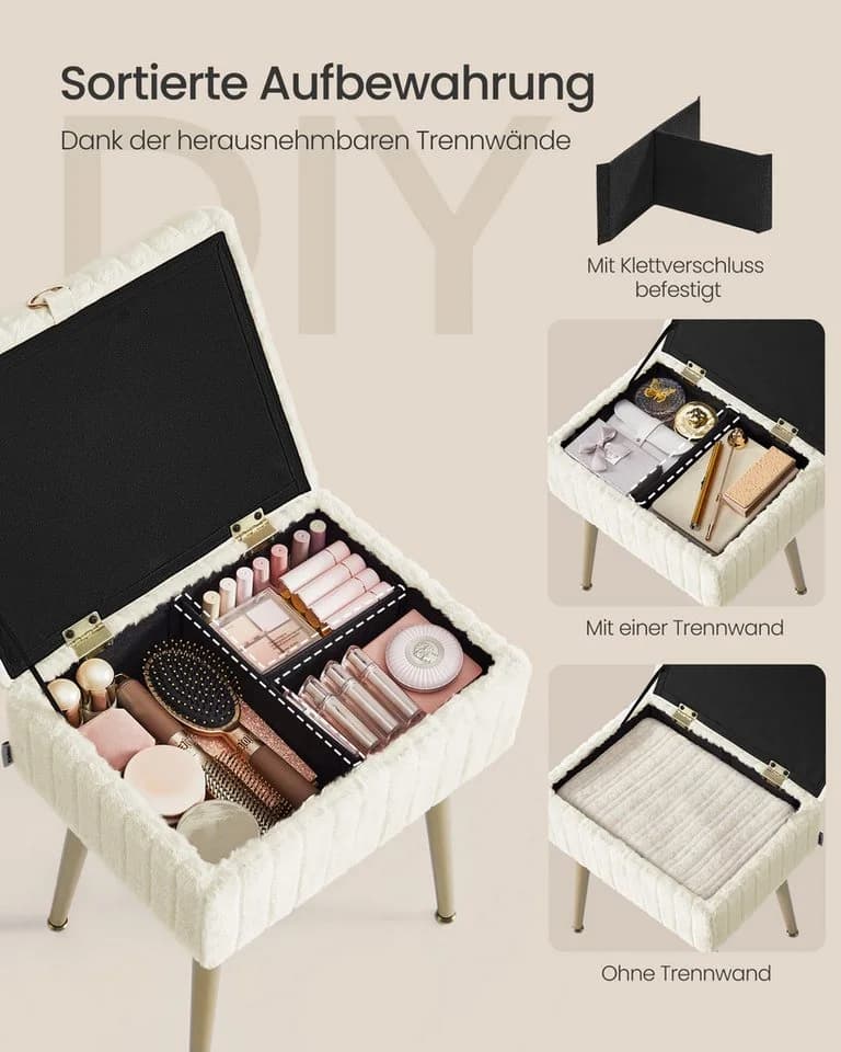 SONGMICS Sitzhocker mit Stauraum Grau, Rosa oder Weiß - Bild 4