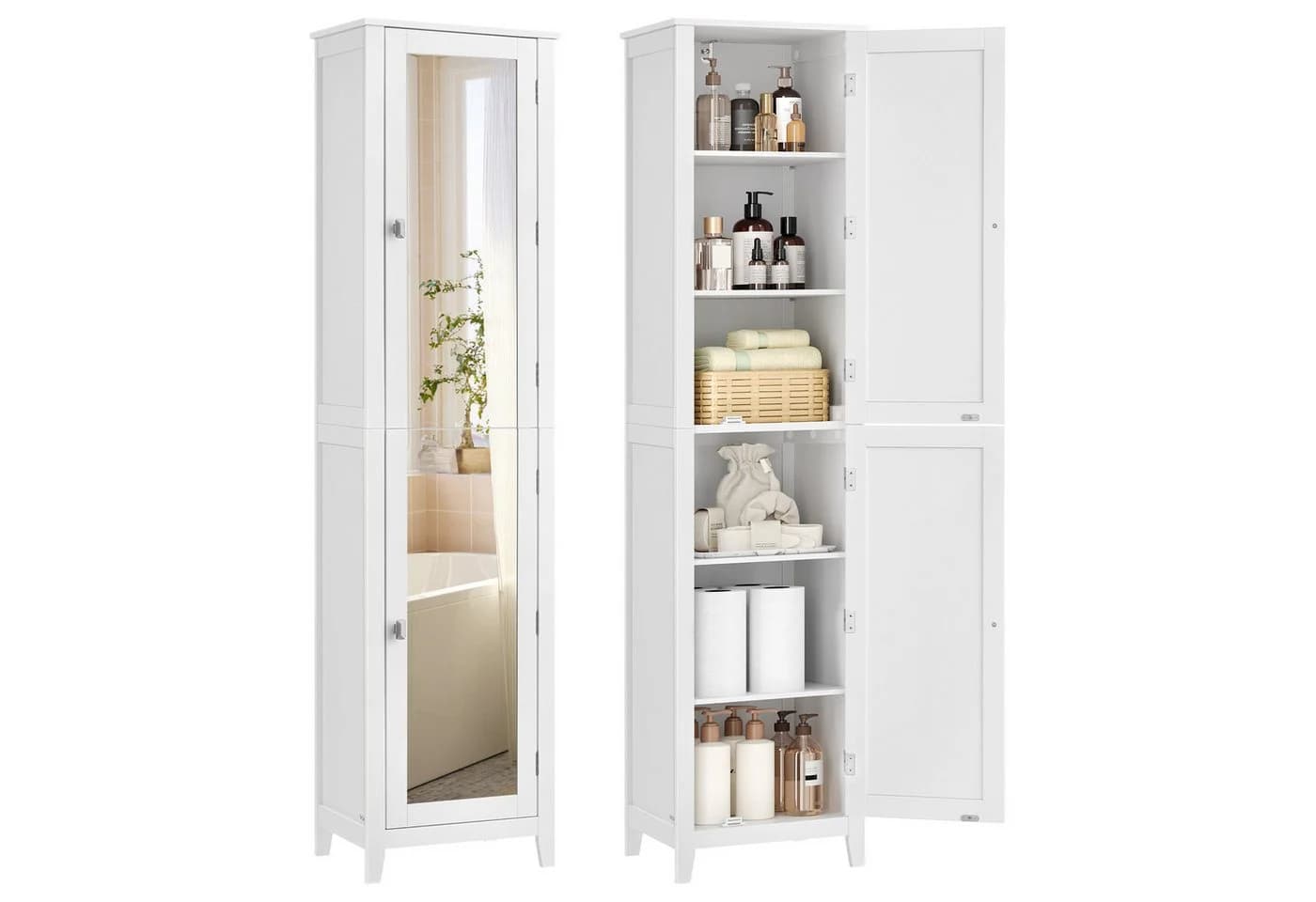 VASAGLE Badkommode Badezimmerschrank Hochschrank Badschrank mit Ganzkörperspiegel - Bild 2